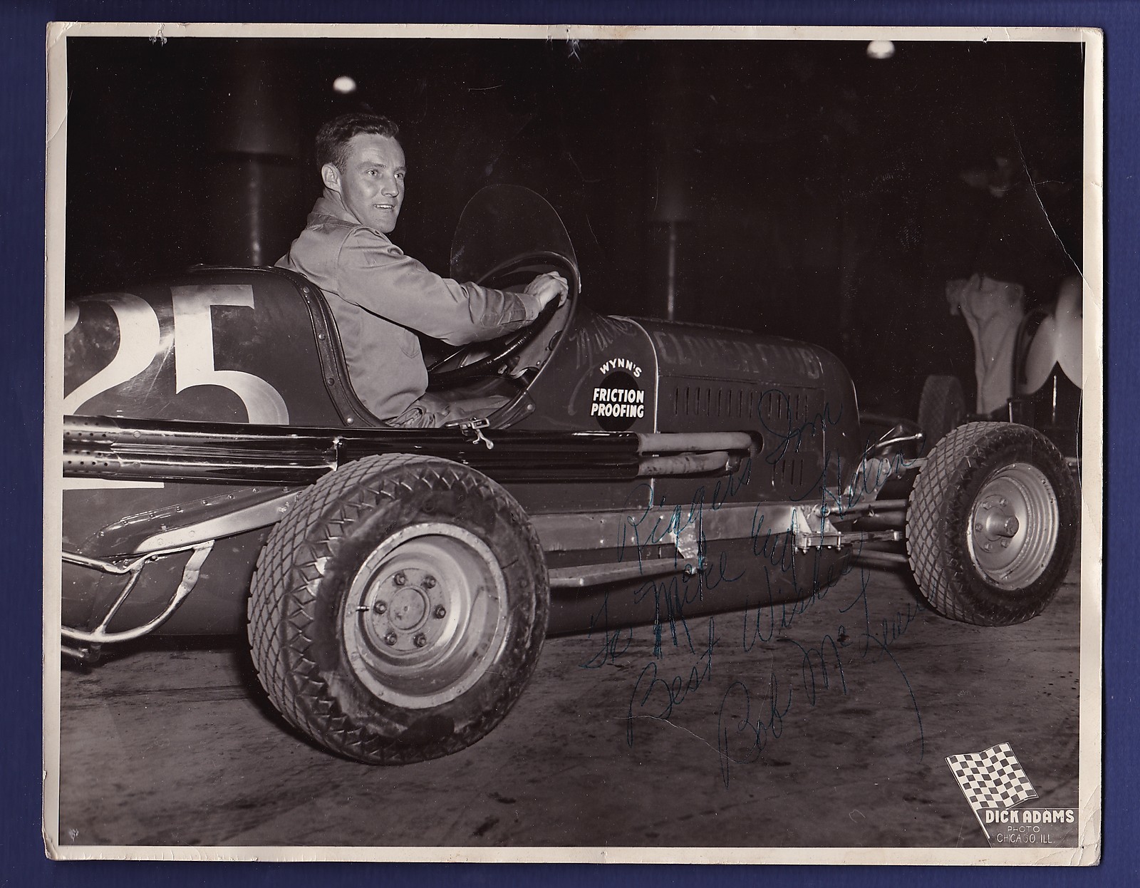 Bob McLean signed vintage auto racing photo 1933-1966 rare