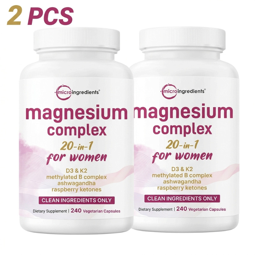 2PCS Micro Ingredients Magnesium 20-in-1 – 240 Veggie Caps for Women