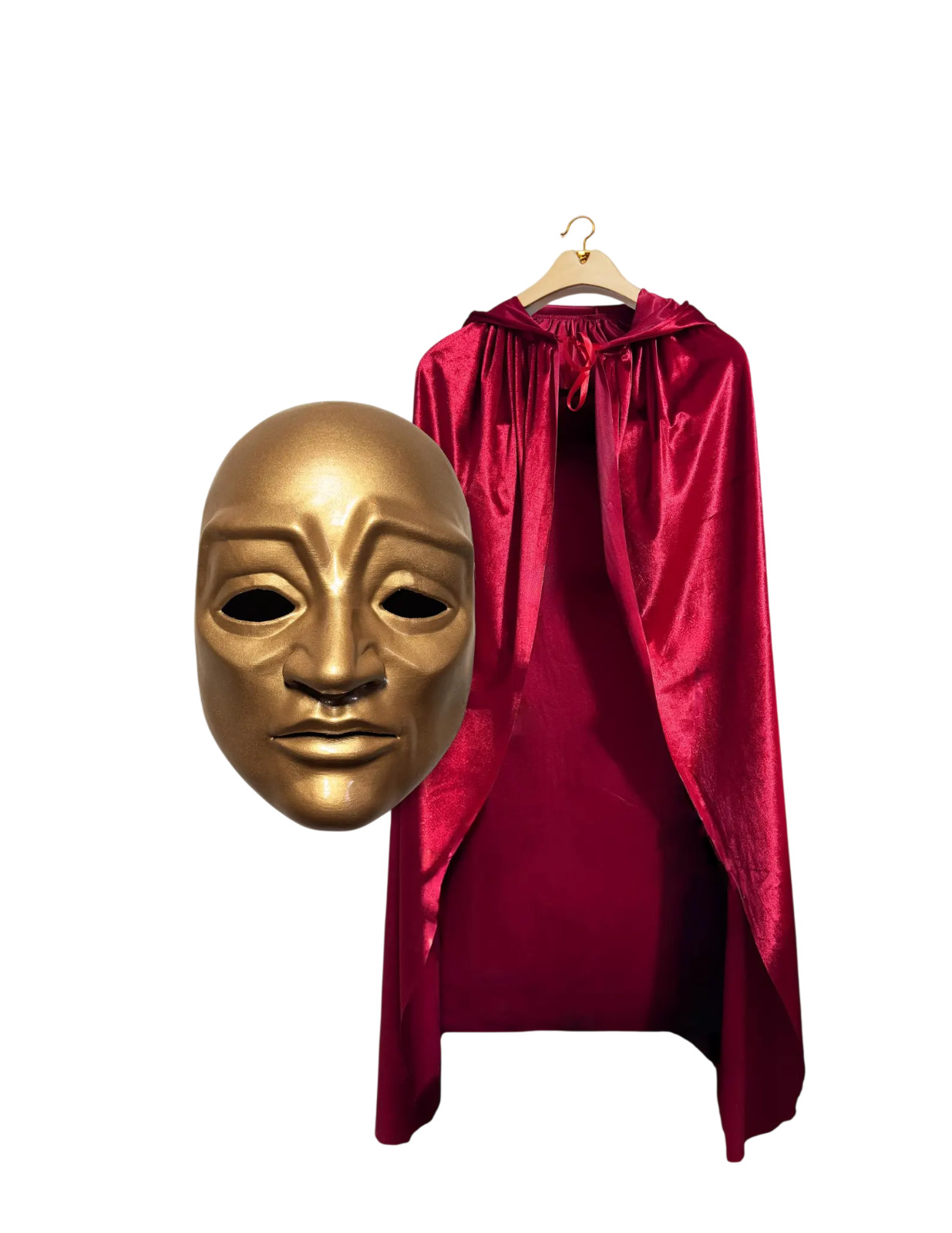ZAIN Handmade Eye Wide Shut Mask & Red Velvet Cloak Venetian Masquerade Costume