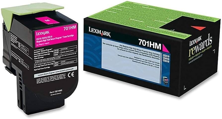 Genuine Lexmark 70C1HM0, 701HM Magenta High Yield Return Program Toner Cartridge Genuine Lexmark 70C1HM0, 701HM Magenta High Yield Return Program Toner Cartridge