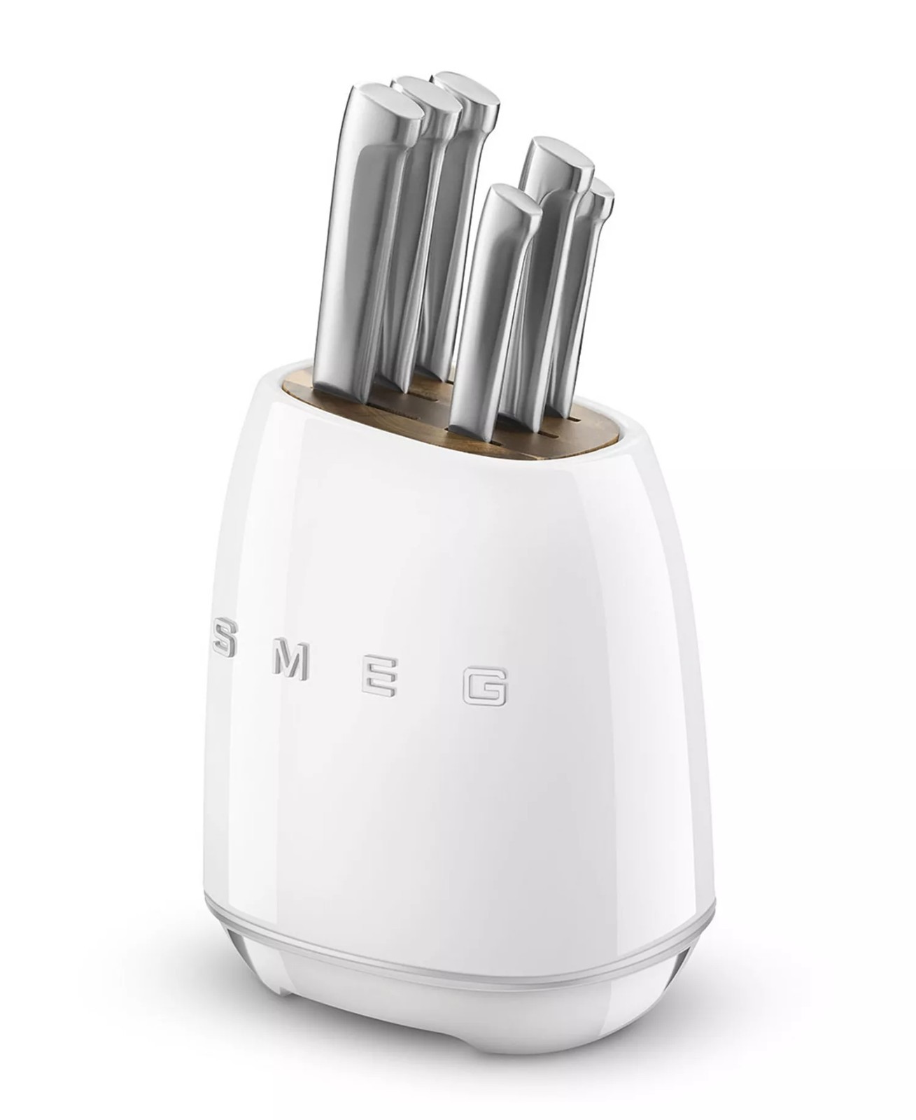 499$ SMEG 50's Retro Style Aesthetic 7-Piece Knife Block Set White