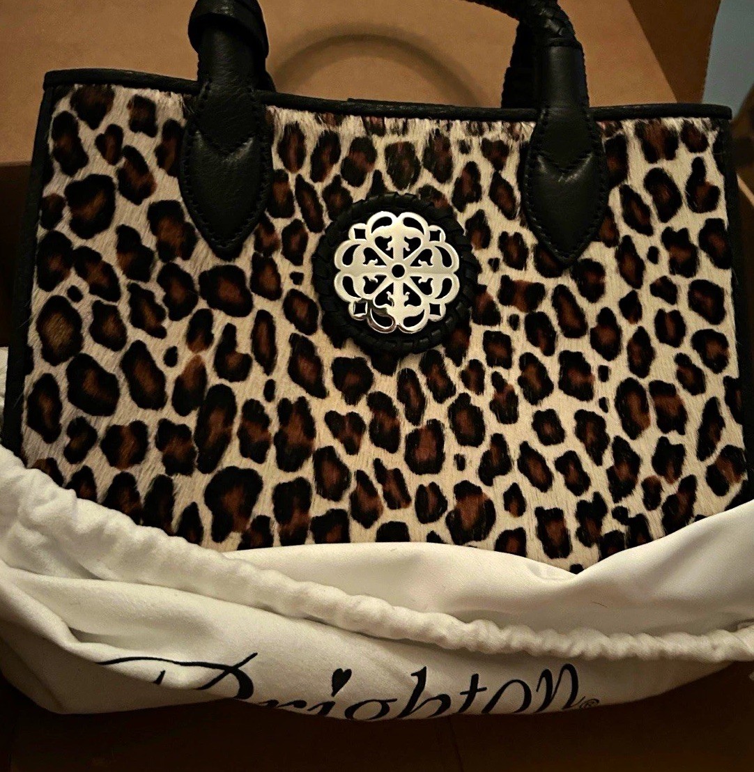 Brighton Vivienne Leopard Animal Print Satchel Top Handle Zip Lined w/ Dust Bag Brighton Vivienne Leopard Animal Print Satchel Top Handle Zip Lined w/ Dust Bag