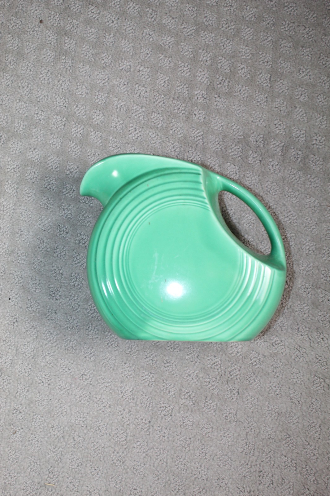 Vintage Fiestaware Disc Pitcher Green HLC Fiesta Ring Handle Art Deco Ceramic