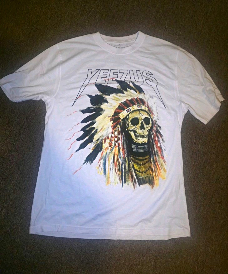 Yeezus Kanye West Yeezy T-Shirt XL White Skull Native American Headdress Graphic