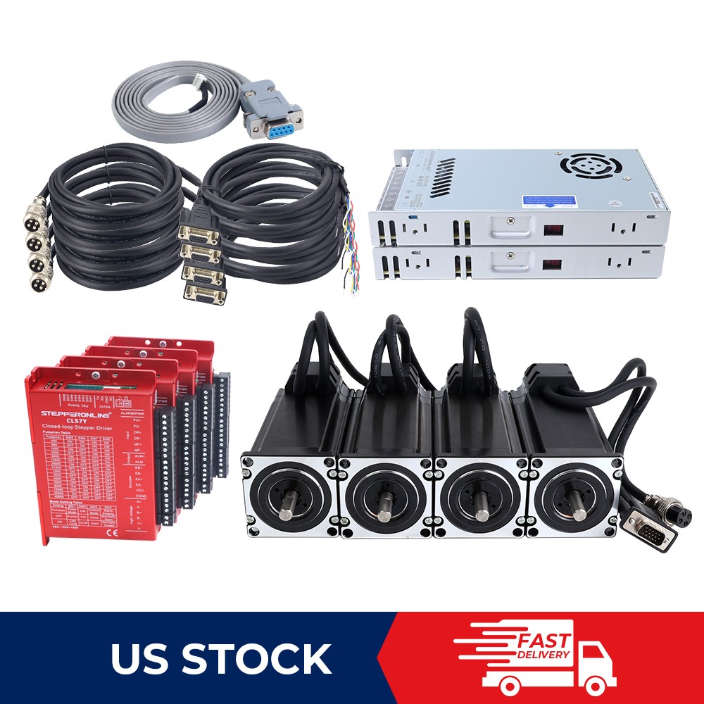 STEPPERONLINE 4-Axis Nema23 3Nm Closed Loop Stepper Motor 8mm Shaft & Driver Kit