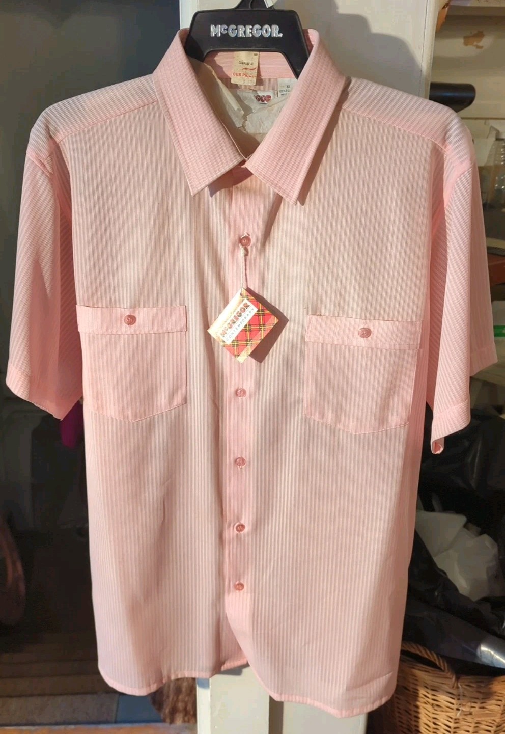 New McGregor Pink Shirt Button Up Short Sleeve Men\'s Size XL Vintage 60s