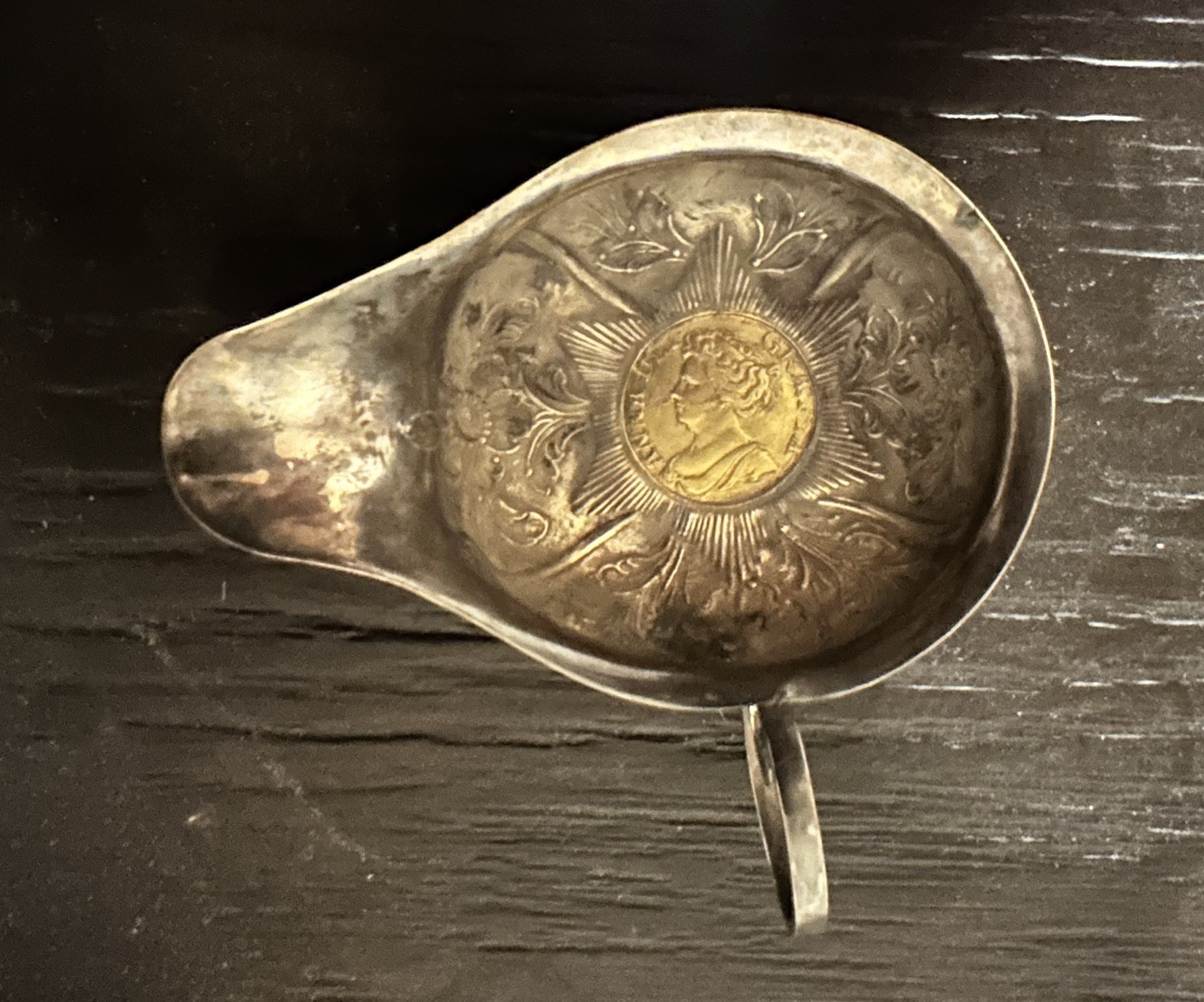 Antique 1791 Birmingham Sterling Silver Sauce Cup w/ Queen Anne Shilling 31g
