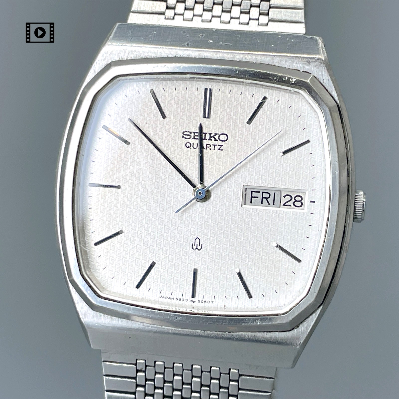 Vtg1980 Seiko SEAGULL 5933-5040 Silver Tank Quartz Mens Watch -US Stock [EXC+5]