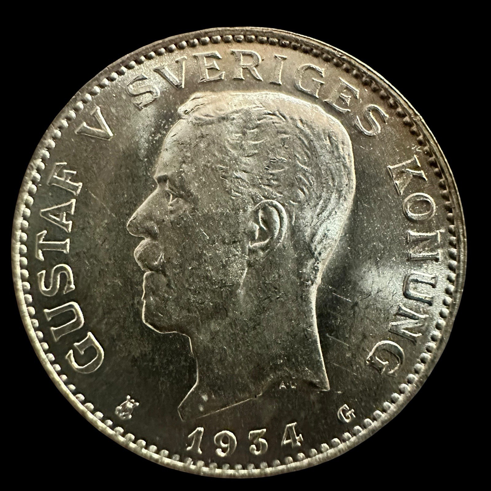 Sweden 1934 1 Krona Silver UNC