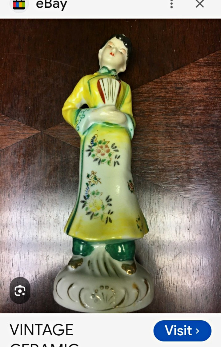 Vintage Hand Painted Ceramic Woman Figurine Floral Patter Occupied Japan Vintage Hand Painted Ceramic Woman Figurine Floral Patter Occupied Japan