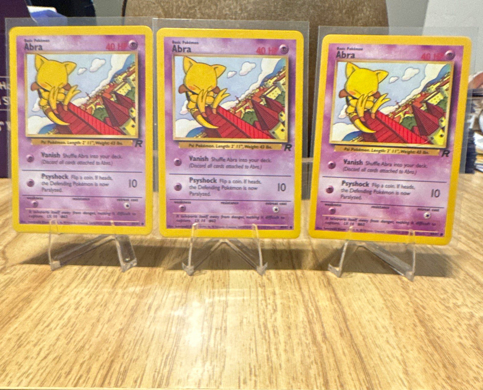 Vintage WOTC Pokemon TCG 2000 Team Rocket Abra 49/82 x3 Unlimited NM Cards Vintage WOTC Pokemon TCG 2000 Team Rocket Abra 49/82 x3 Unlimited NM Cards