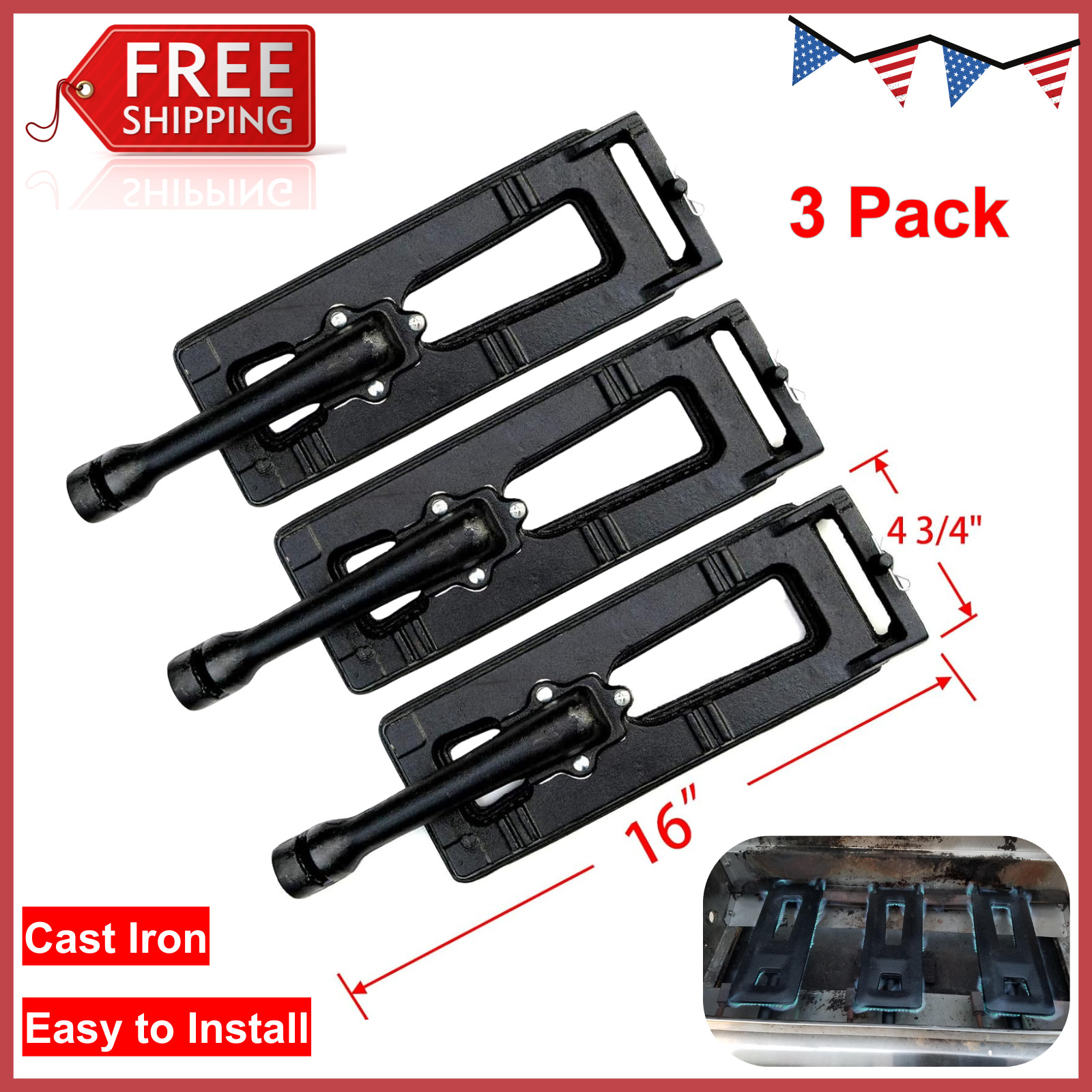 Direct Store Parts DB104 3-Pack 16 inch Cast Iron Burner Replacement for Members