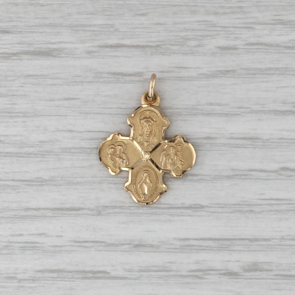 Catholic Call a Priest Emergency Cross Pendant 14k Yellow Gold Charm