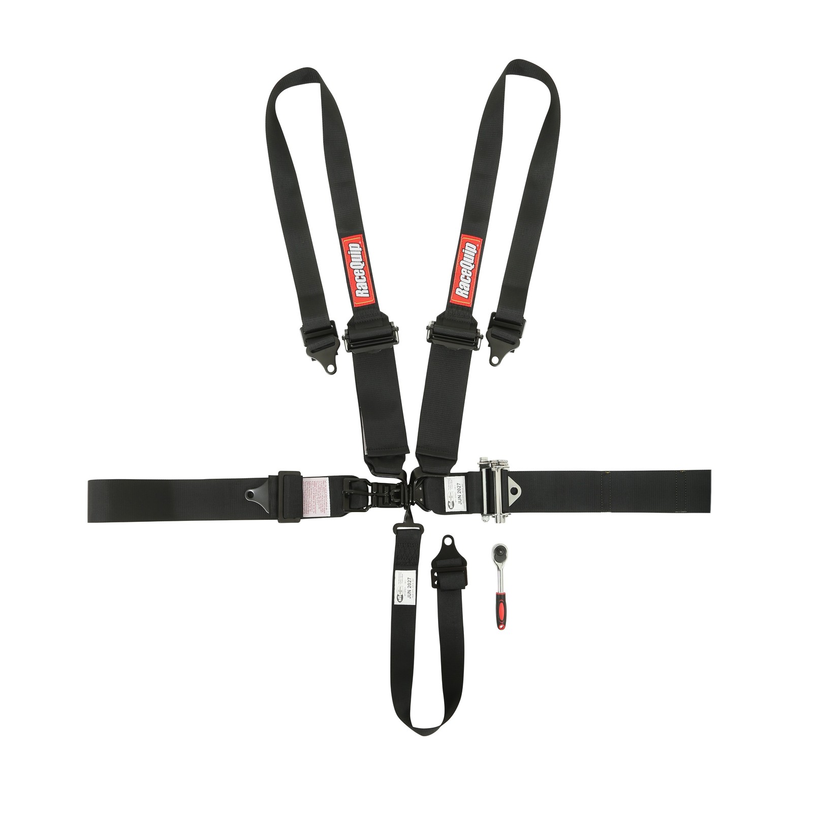 RaceQuip 815005RQP 5PT Harness Small Buckle Ratchet Latch HNR Black 3-2\