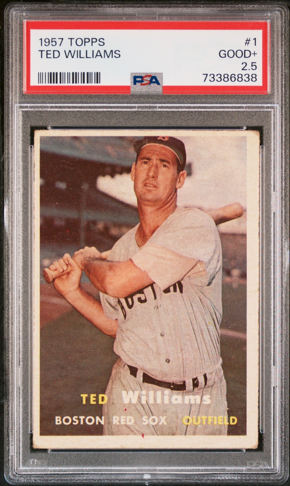 TED WILLIAMS - 1957 Topps #1 - PSA 2.5 GOOD+ - Boston Red Sox TED WILLIAMS - 1957 Topps #1 - PSA 2.5 GOOD+ - Boston Red Sox