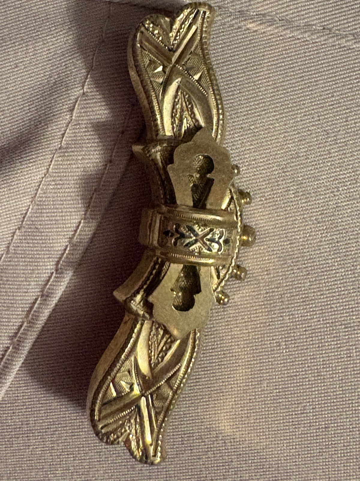 Antique Victorian Edwardian Gold Filled Bar Brooch Pin, Etched, Ornate 2” .2 Oz