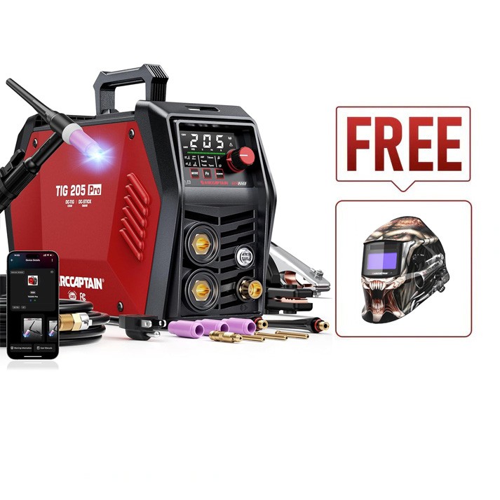 ARCCAPTAIN TIG205 Pro 5IN1 Cold Spot Welder 120/240V TIG Welder With Free Helmet