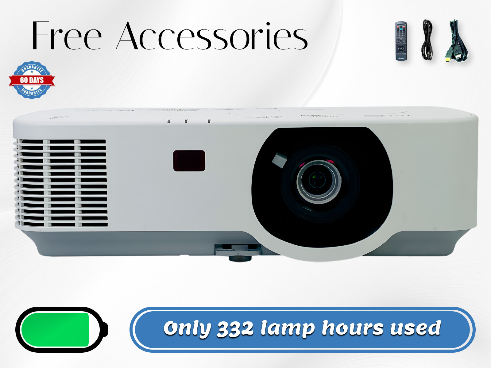 NEC P474W 3LCD Projector 20W Speaker 4700 Lumens 2160p - Only 332 Hours Used 💡