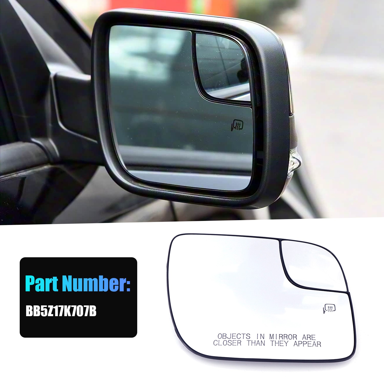 For 11-19 Ford Explorer Right Passenger Heated Side View Mirror Glass