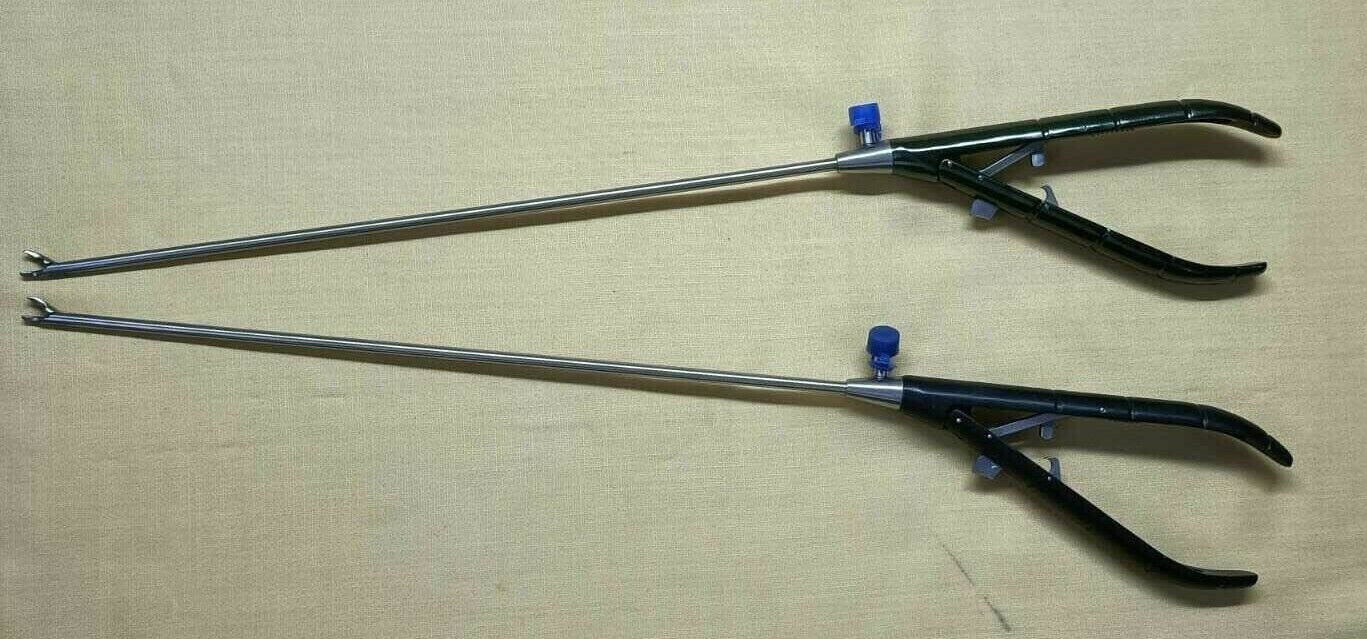 2pc Laparoscopic Needle Holder Curved Jaw 5mm Black Handle Reusable Instruments
