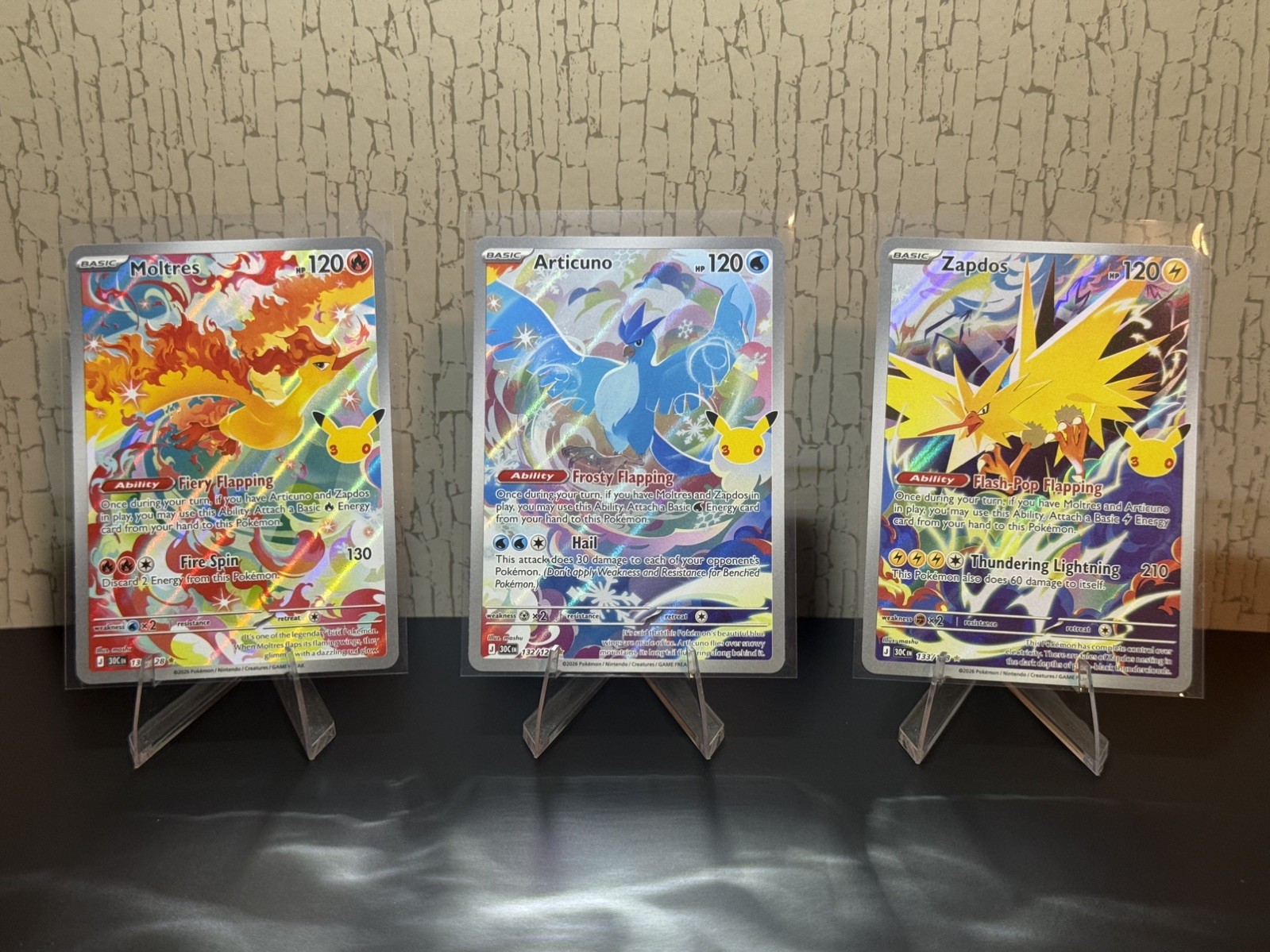 Pokemon 30th Celebration Articuno Moltres Zapdos Legendary Birds IR Set NM set 