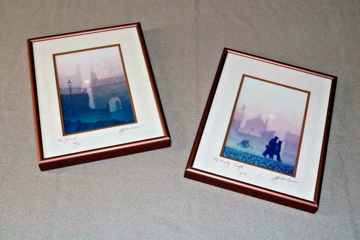 Lovely PAIR Art Photo FOG City Scape Signed Framed Unusual Sun Cloudy Muted ZO Lovely PAIR Art Photo FOG City Scape Signed Framed Unusual Sun Cloudy Muted ZO