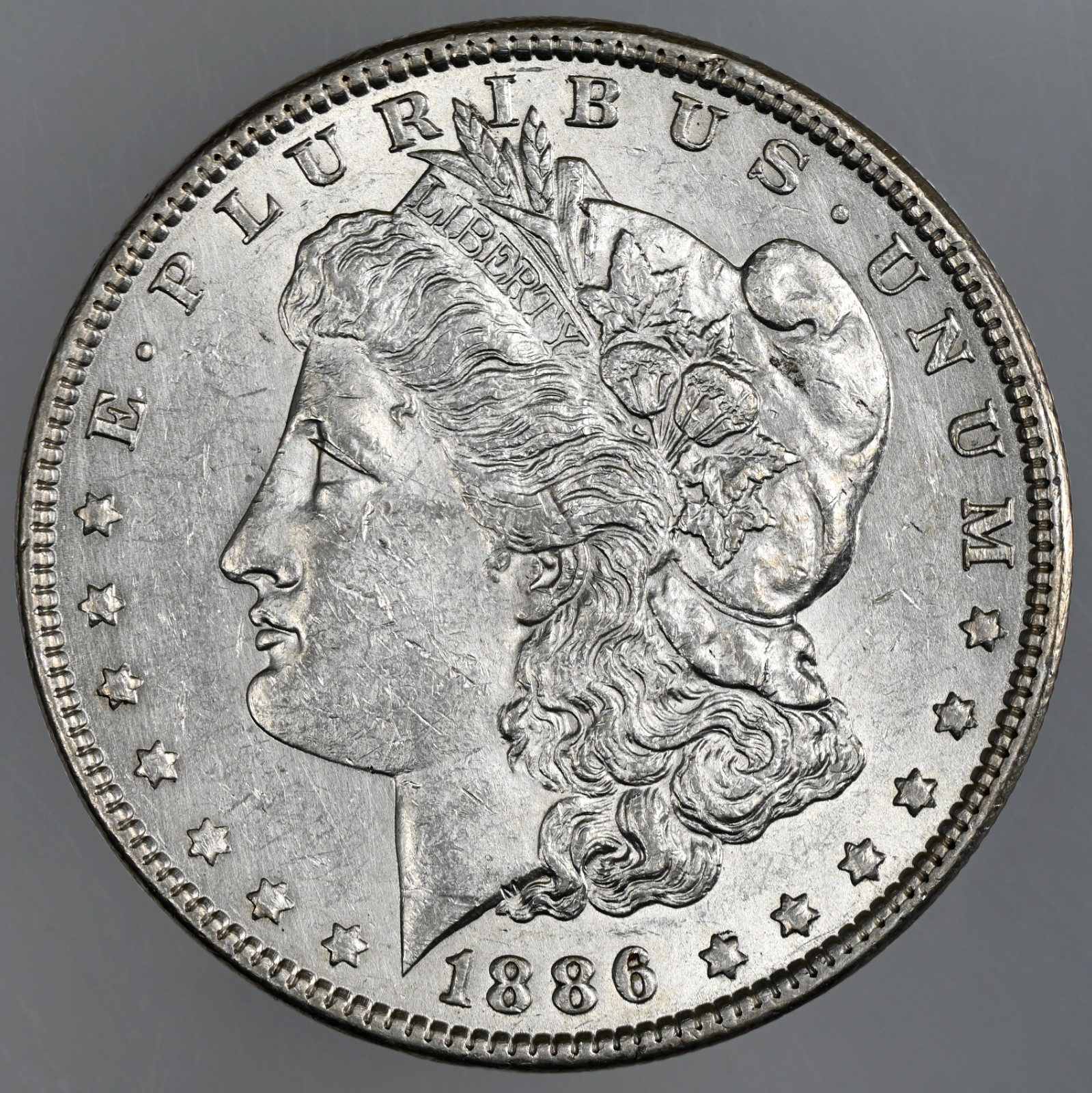 1886-P  $1  MORGAN SILVER DOLLAR  AU DETAILS  
