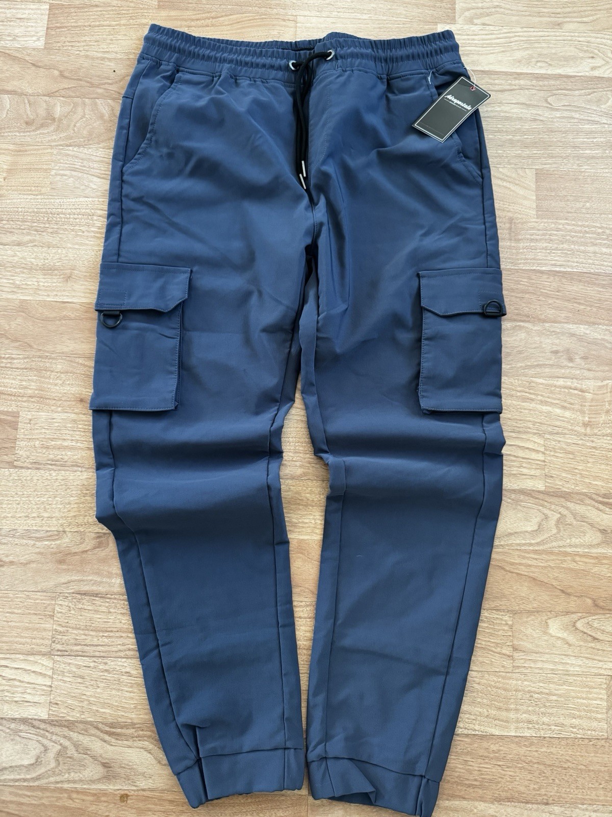 Aéropostale Men’s Navy Classic Tech Cargo Jogger Pants L Ripstop Elastic Waist