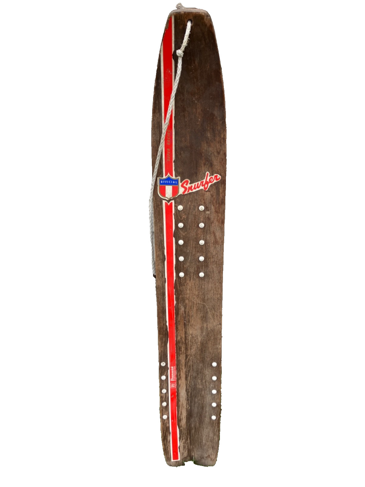 VTG BRUNSWICK SNURFER SUPER RACING MODEL SNOWBOARD w ROPE BROWN VTG BRUNSWICK SNURFER SUPER RACING MODEL SNOWBOARD w ROPE BROWN