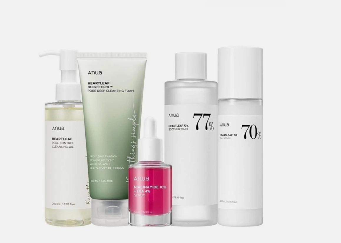 Anua 5-Piece Set: Cleanser + Toner + Cleansing Oil + Serum + Moisturizer Anua 5-Piece Set: Cleanser + Toner + Cleansing Oil + Serum + Moisturizer