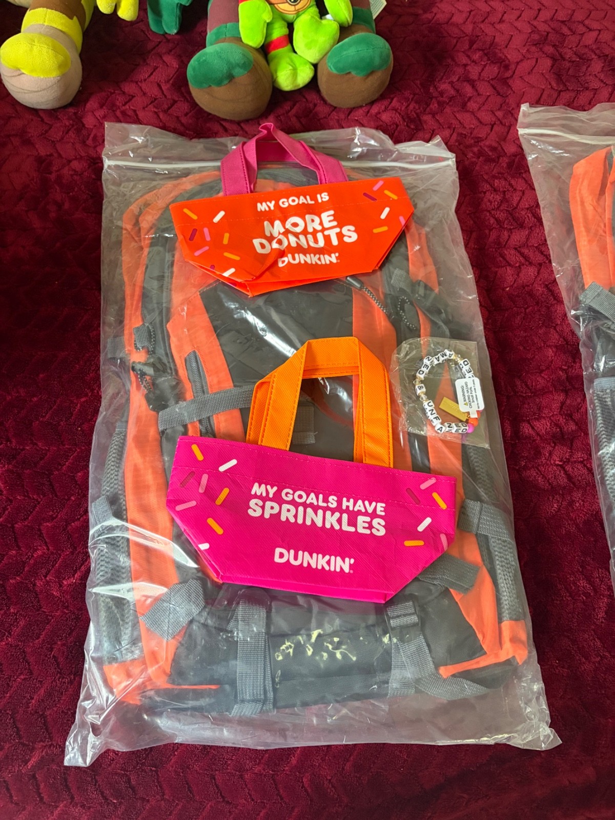 NEW RARE Dunkin\' Orange & Black Backpack + 2 Mini bag set + FREE GIFT