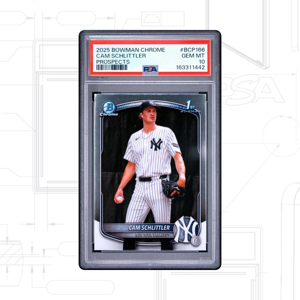 Topps 2025 Bowman Chrome Prospects 1st Bowman Cam Schlittler BCP-166 PSA 10