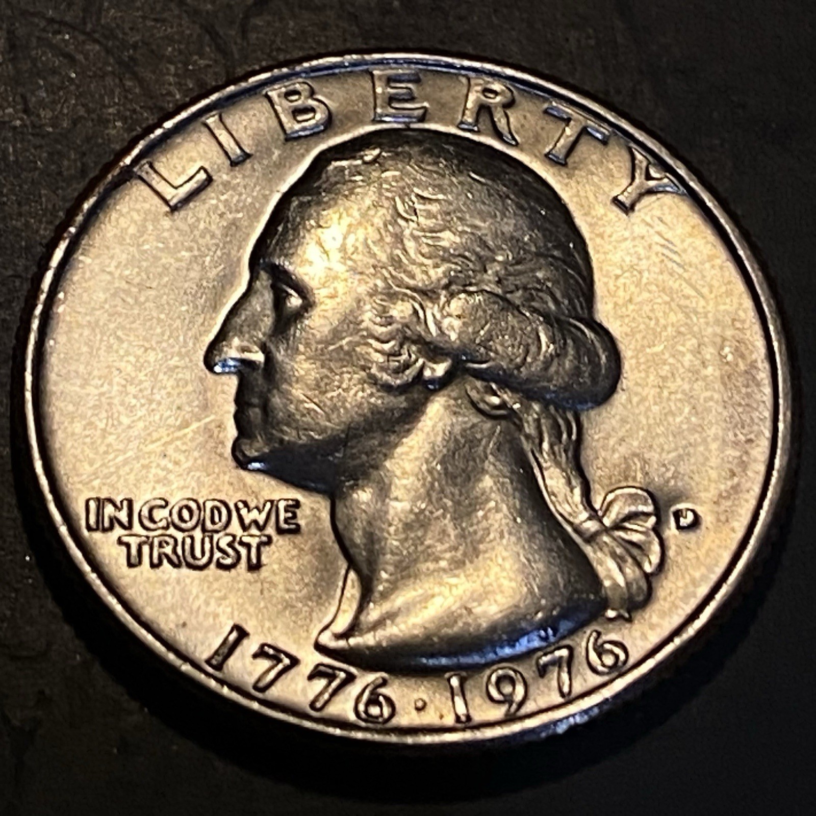 1776-1976-D Washington Quarter/ Drum  Error/ Filled Mint Mark/DDR Rare Coin