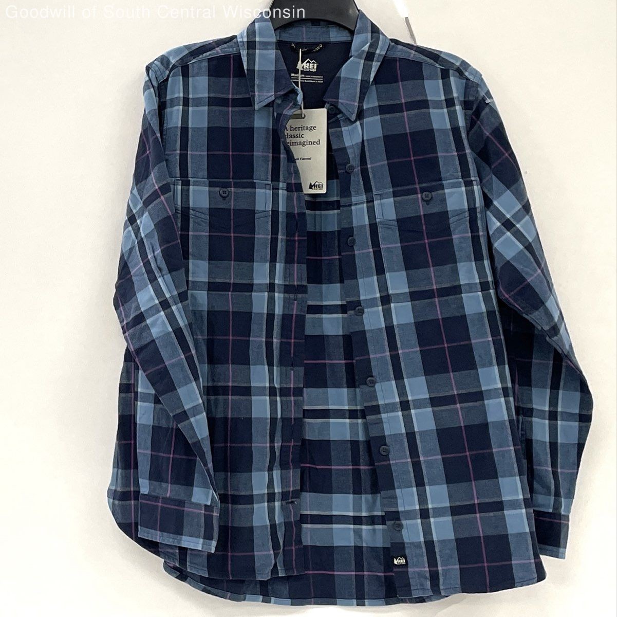 NWT REI Co-op Blue Nights Vale Plaid Campwell Cotton Flannel Shirt Women’s Sz M