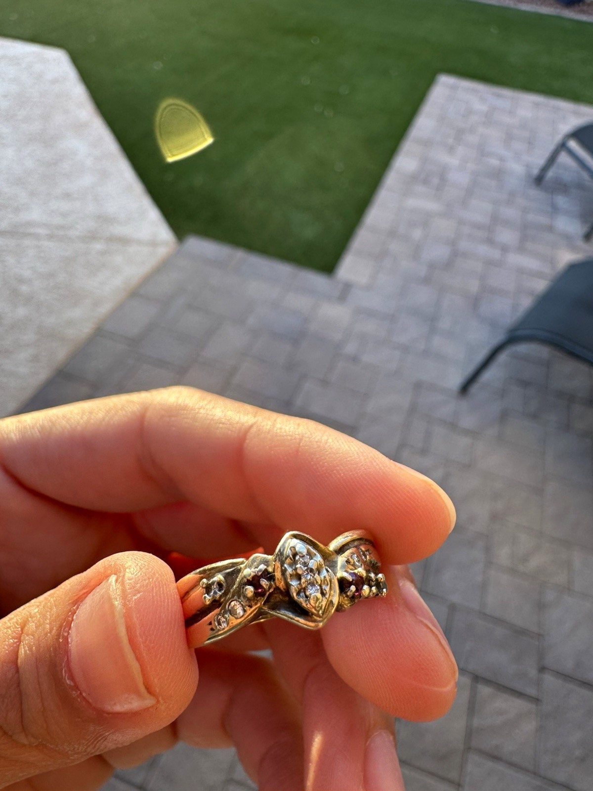 Vintage 10K Solid Yellow Gold Statement Ring 4.1g Genuine Gemstones Vintage 10K Solid Yellow Gold Statement Ring 4.1g Genuine Gemstones