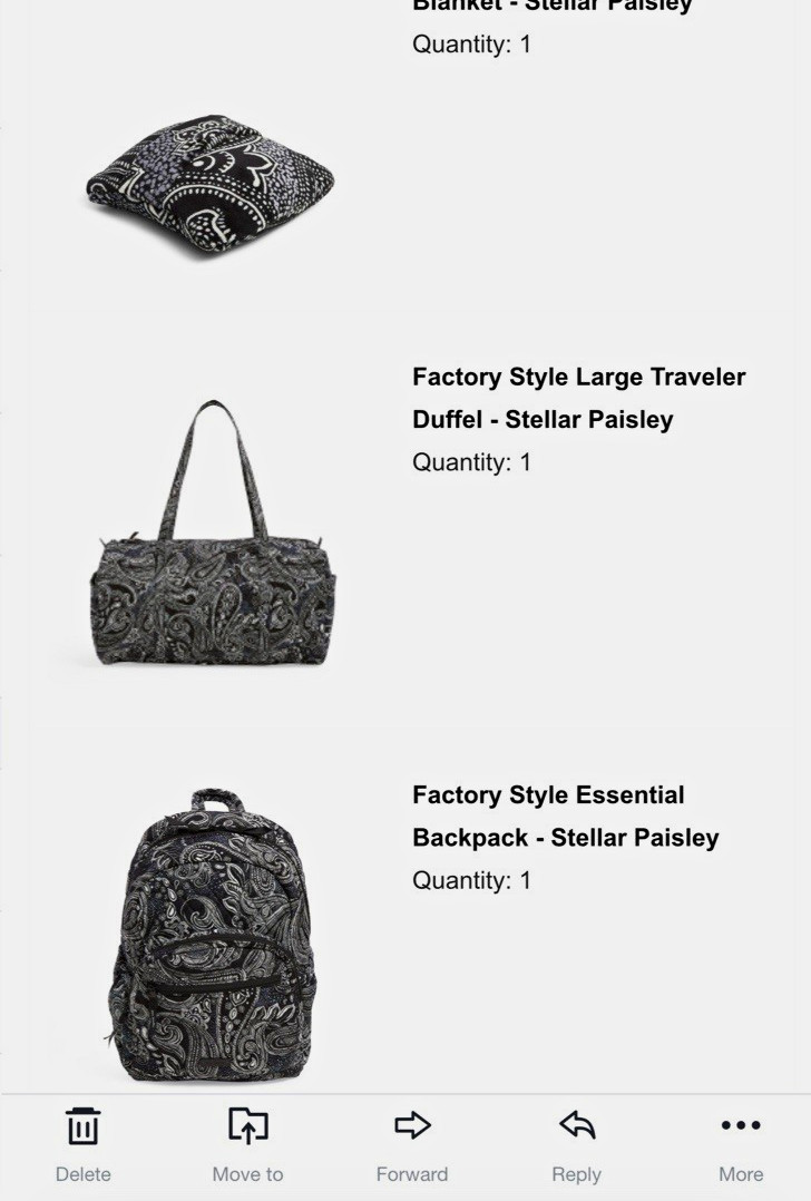 Vera Bradley Large Paisley Duffle Bag, backpack and blanket.  Sold as a set.