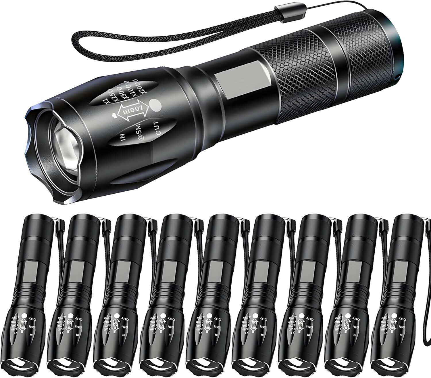10x Police 50000Lumens LED Super Bright Zoomable Flashlight Powerful Torch US