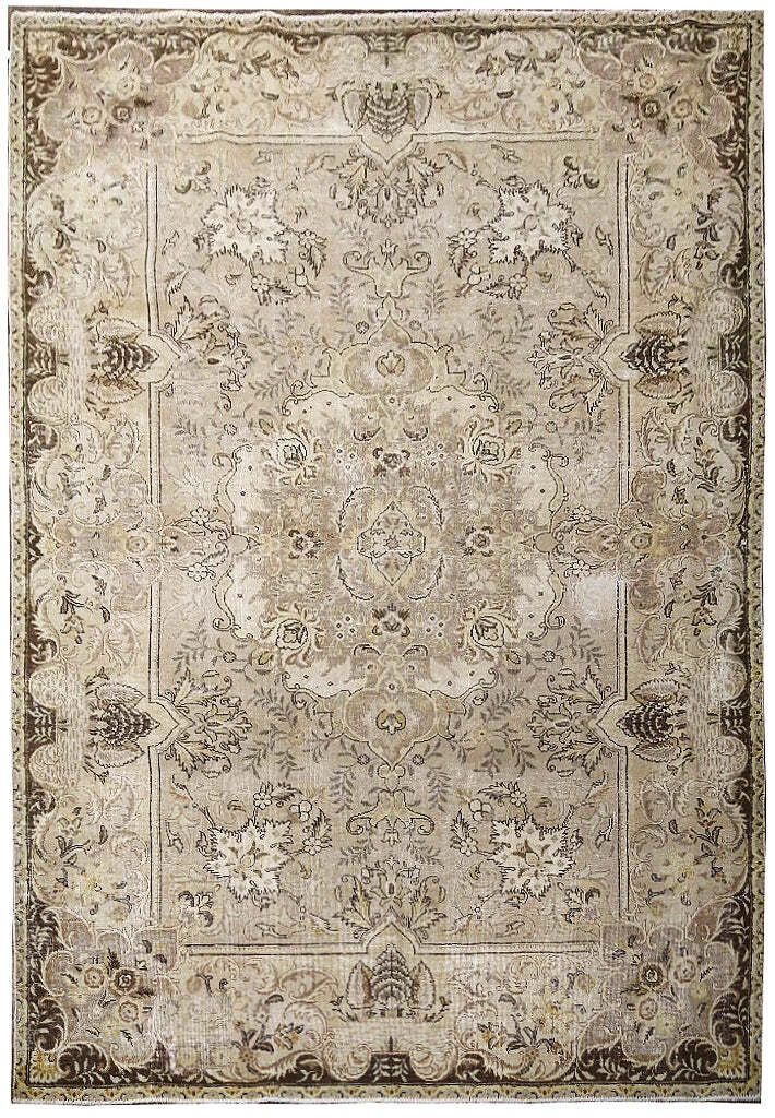 7x10' Vintage Turkish Rug GRAY KHAKI F-5586 7x10' Vintage Turkish Rug GRAY KHAKI F-5586