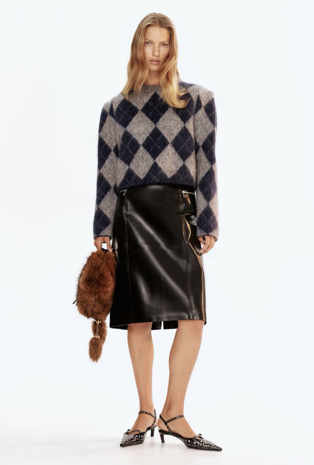 VIRAL H&M EDITION ARGYLE MOHAIR BLEND SWEATER  NWT SZ LARGE