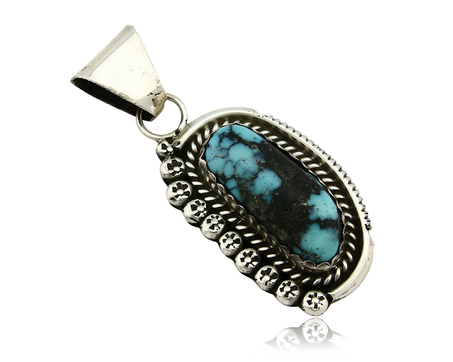 Navajo Turquoise Pendant .925 Silver Artist Signed Yazzie C.90's Navajo Turquoise Pendant .925 Silver Artist Signed Yazzie C.90's