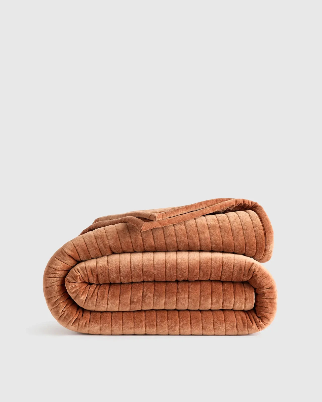 Quince 100% Cotton Velvet Horizontal Channel Quilt Full/Queen in Terracotta NWT