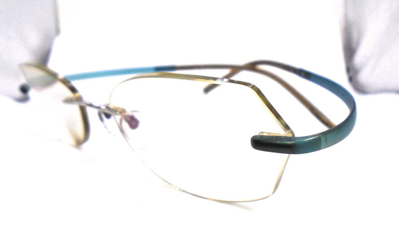 Silhouette 7690 Silver/Blue/Brown Rimless Eyeglasses Frames