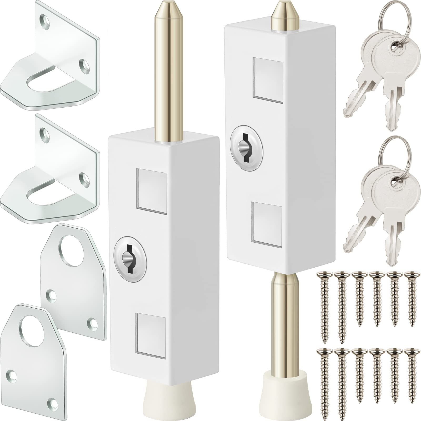 Dunzy 2 Pieces Sliding Door Lock Rectangle Patio Door Lock Keyed For Glass Dunzy 2 Pieces Sliding Door Lock Rectangle Patio Door Lock Keyed For Glass