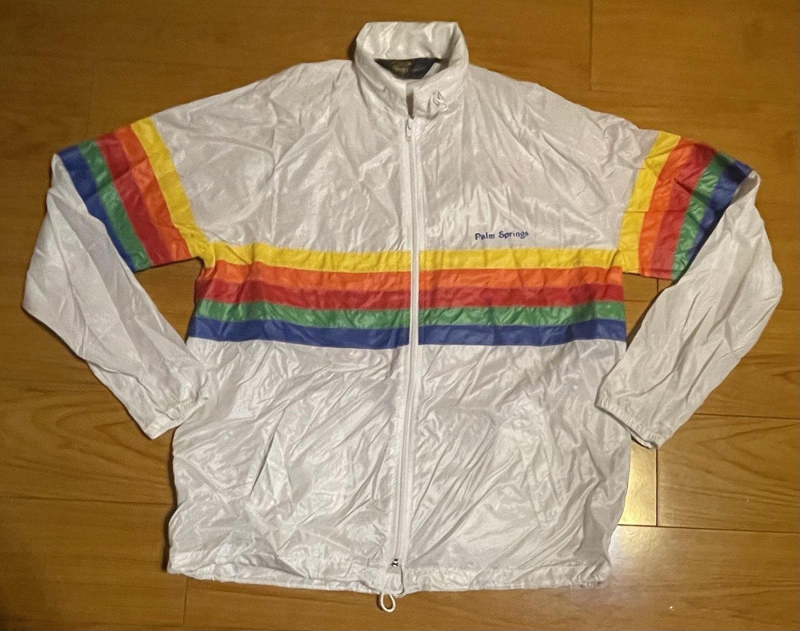 Rare Vintage SHERRY S/S Palm Springs Rainbow Striped Full Zip Jacket 80s  Gay