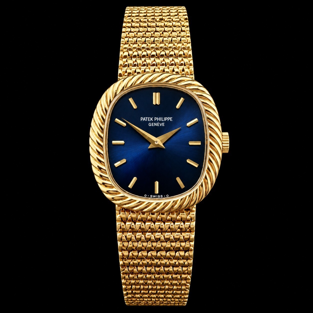 PATEK PHILIPPE GOLDEN ELIPSE 4461/001 18K YELLOW GOLD 35MM GENEVE BLUE DIAL B+P