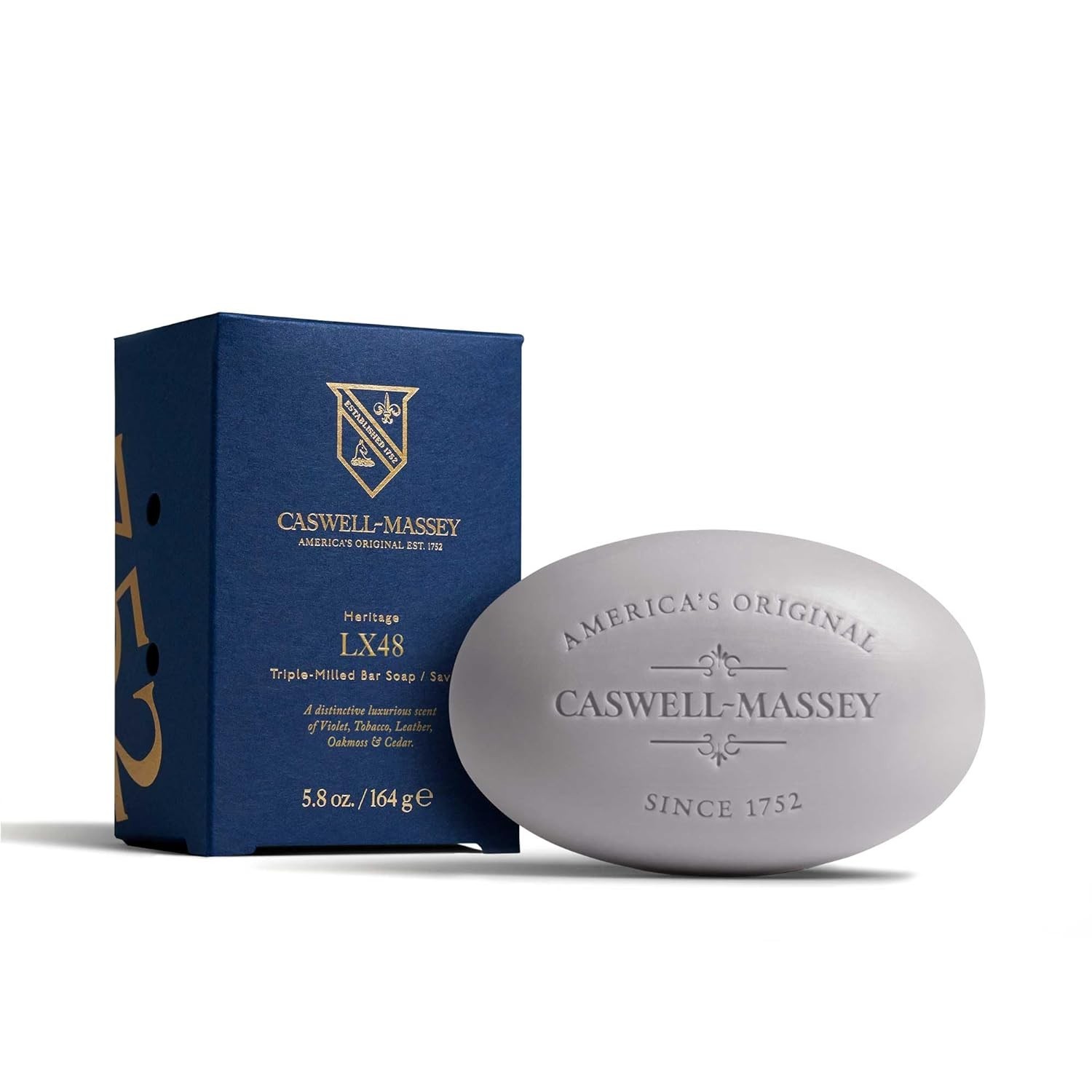 Caswell-Massey LX48 Natural Bar Soap for Men, Moisturizing Body Soap Bar
