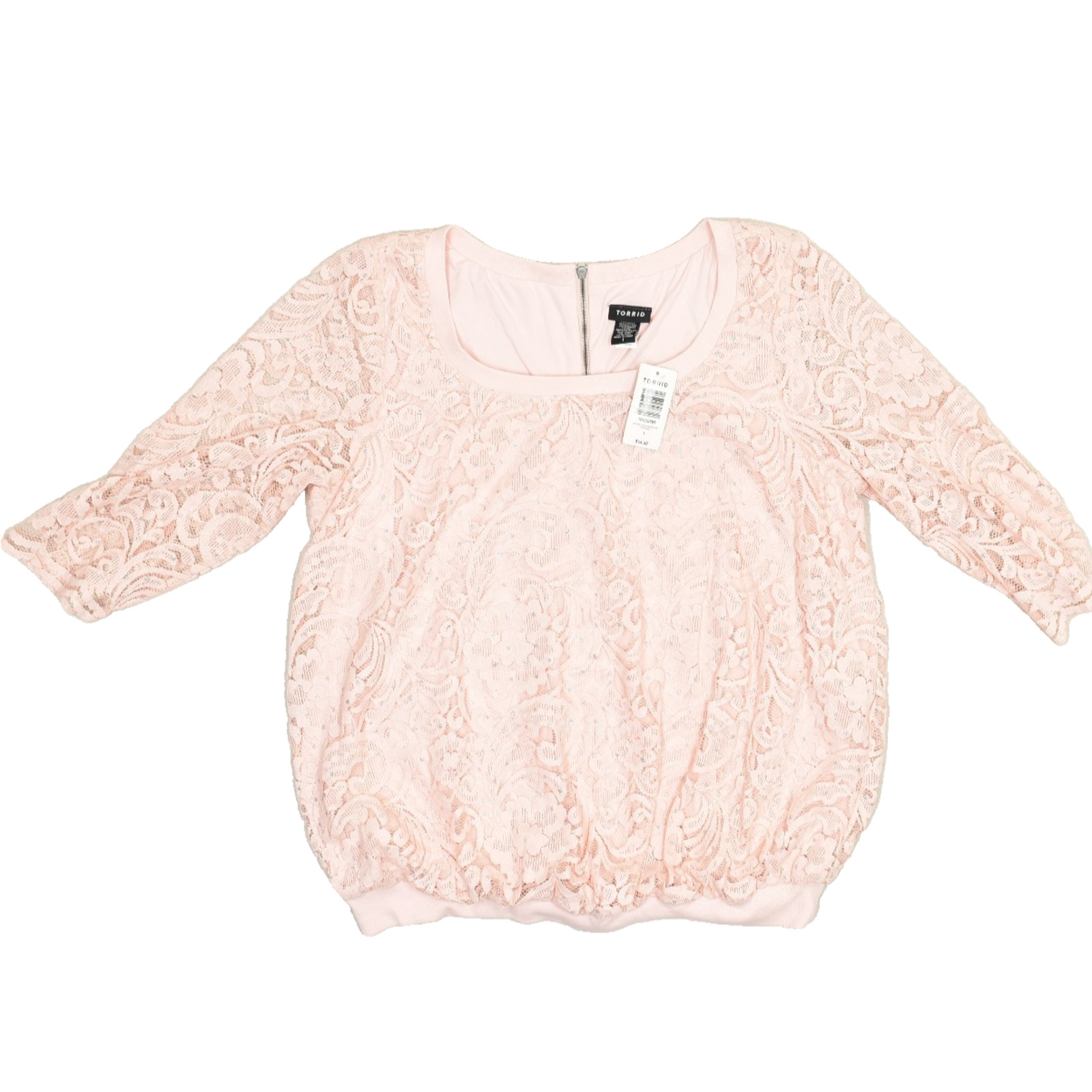 NEW Torrid Women\'s Pink Lace Top Pink Plus Size 1 NWT 4K Lace