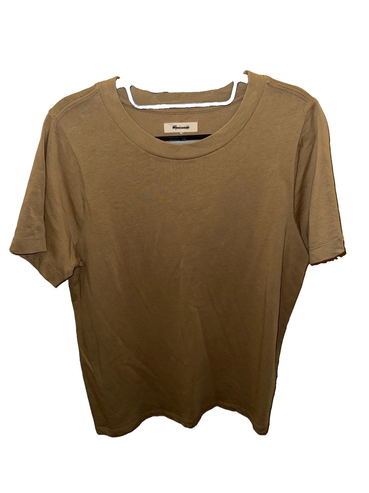 Madewell Women\'s Shrunken Tee Supima Cotton T-Shirt Crew Neck Tan Brown NWOT