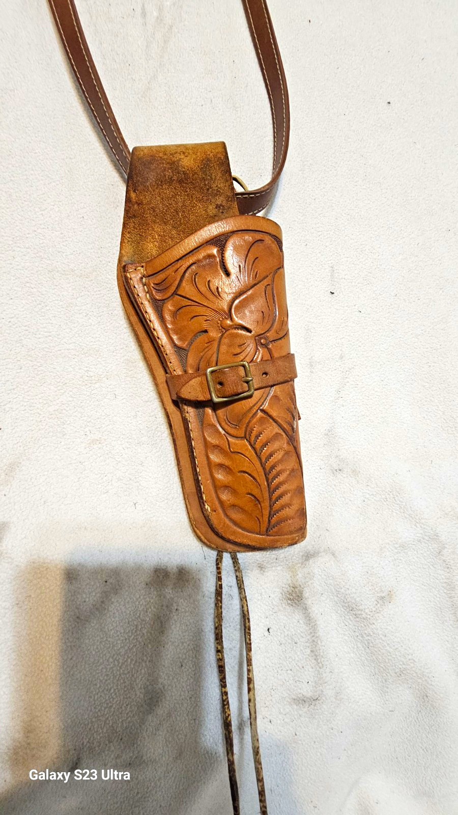 Vintage J.C. Higgins Hand-Tooled Leather Western Sling / Shoulder Gun Holster