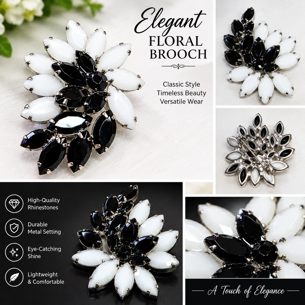 Stunning Vintage JULIANA Black & White Swirl Brooch Stunning Vintage JULIANA Black & White Swirl Brooch